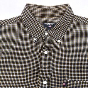 Ralph Lauren Jeans Co Cotton Flannel Shirt Mens L Black Yellow Plaid Houndstooth